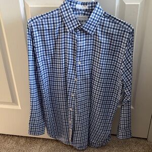 New Without Tags John W Nordstrom Blue and White Gingham Shirt, size 15.5, 32/33